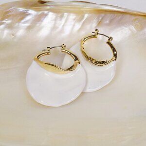 statement chunky hoop earrings white enamel gold